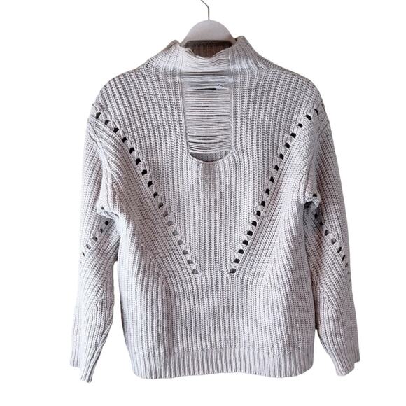 One Grey Day x Revolve Distressed Mock Neck Cut out Sweater‎ Sz S - Picture 1 of 6